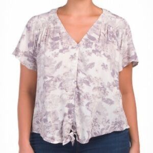 LUCKY BRAND Lilac/Gray Floral Button Down Blouse S